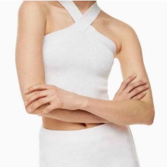 Babaton Tops - Babaton Women Sculpt Knit Criss CrossCropped Tank White Size X Small NWOT